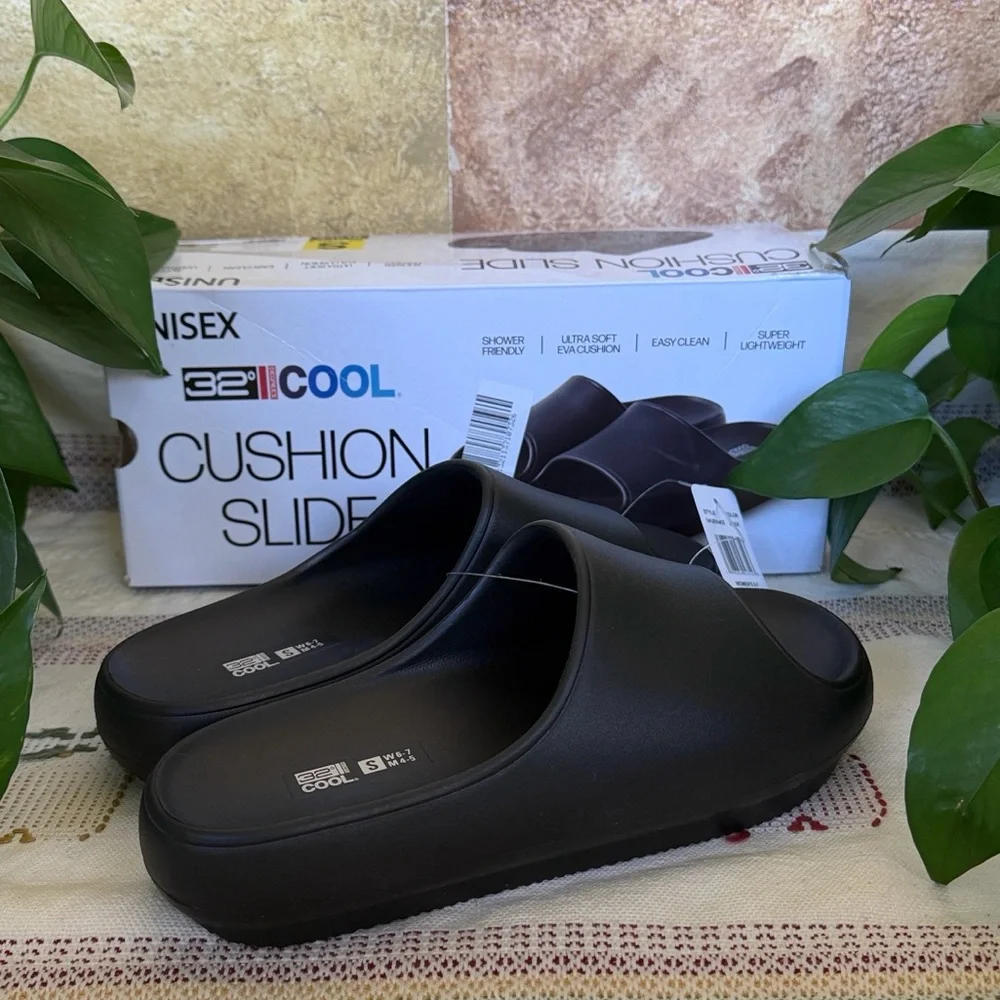 NEW 32 Degrees Unisex Cushion Slide Black Sandals Size S Women’s 6-7 | Men’s 4-5